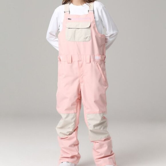 Searipe Women's Colorblock Snow Bib Overalls in Light Pink - Picture 1 of 10